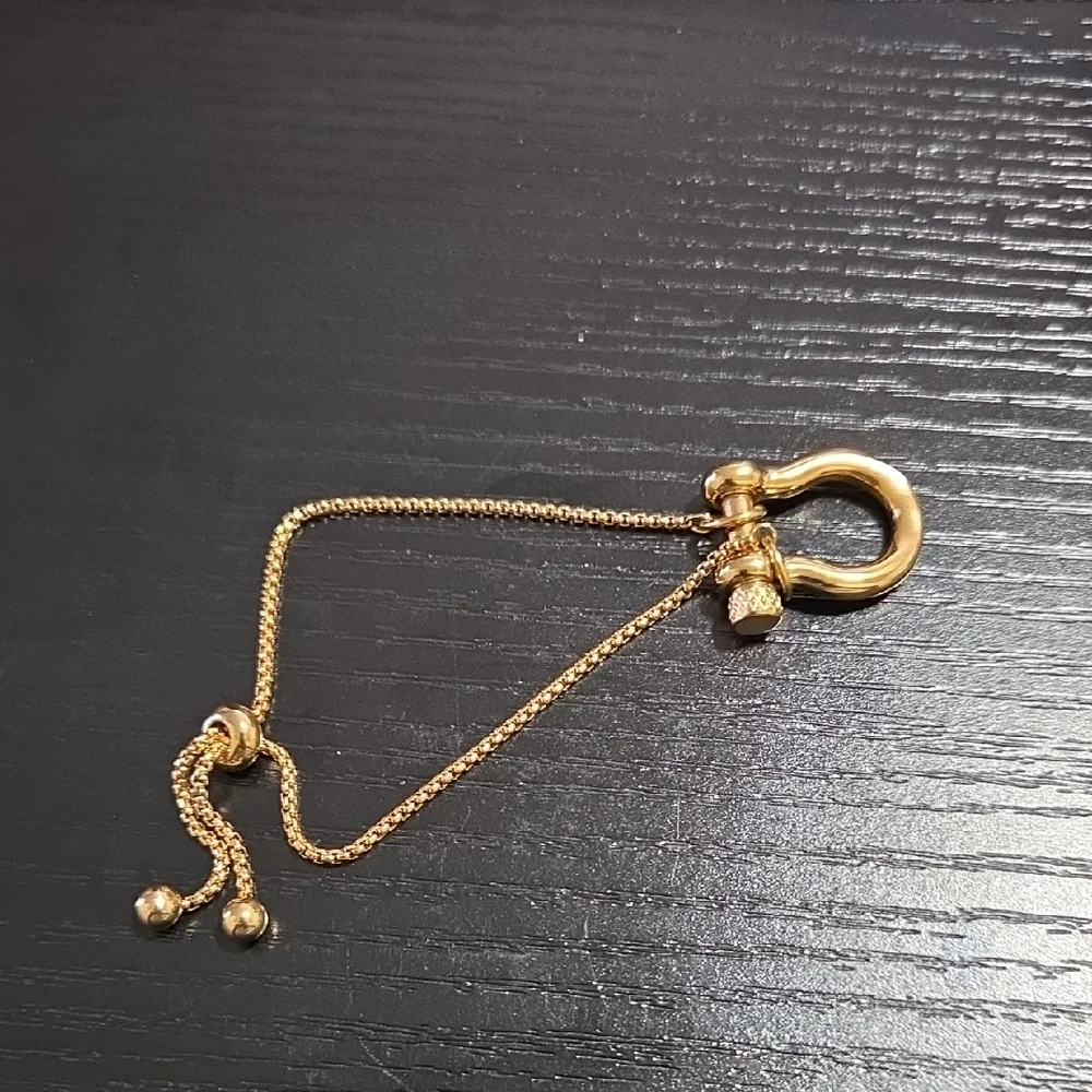 18K Gold Plated Horseshoe Lock Adjustable Bracelet